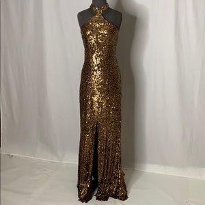 Brown/gold sequin gown